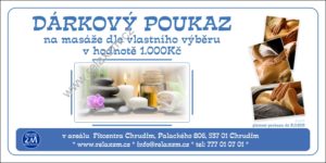 Dárkový poukaz na masáže v hodnotě 1000Kč